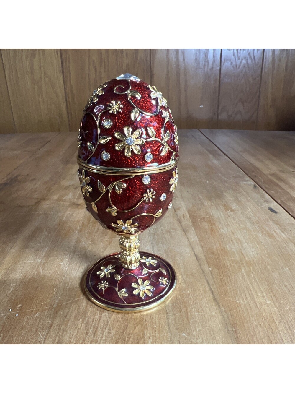 Egg Trinket/Music Box Red & Gold Jeweled